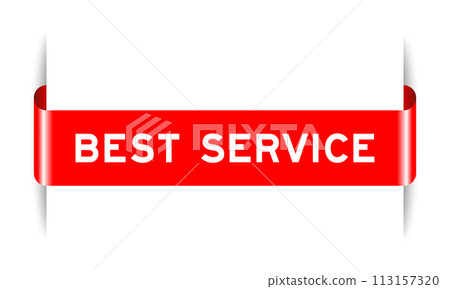 Red color inserted label banner with word best service on white background Red color inserted label banner with word best service on white background 113157320