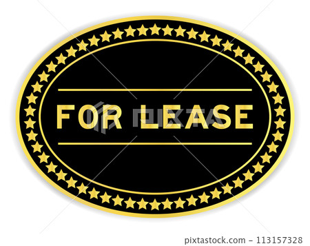 Black and gold color oval label sticker with word for lease on white background Black and gold color oval label sticker with word for lease on white background 113157328