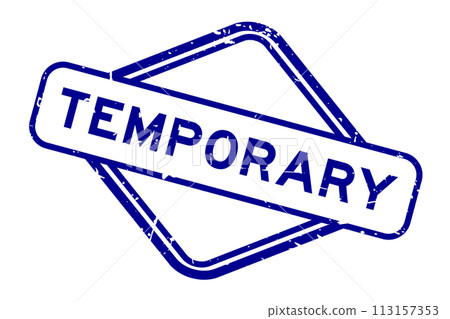 Grunge blue temporary word rubber seal stamp on white background 113157353