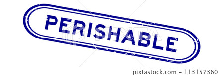 Grunge blue perishable word rubber seal stamp on white background Grunge blue perishable word rubber seal stamp on white background 113157360