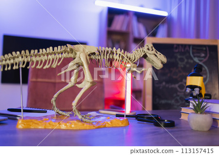 Minimalist school or office workspace. Minimalist school or office workspace. 113157415