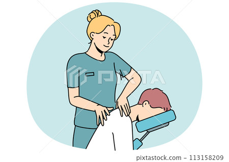 Physiotherapist massage client in hospital 113158209
