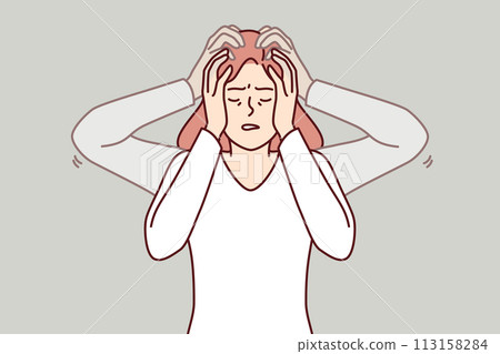 Woman experiences dizziness caused by bppv syndrome, which disrupts brain function Woman experiences dizziness caused by bppv syndrome, which disrupts brain function 113158284