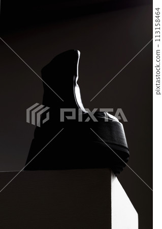 Futuristic shoes. fashion art still life. cosmic black boot 113158464