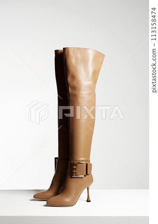 high leather women's boots. Trendy Hessian boots with hight heels high leather women's boots. Trendy Hessian boots with hight heels 113158474