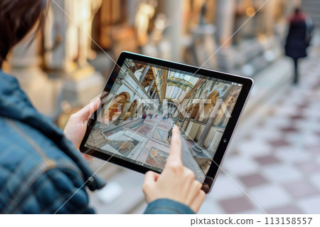 Augmented Reality Cityscape on Tablet Augmented Reality Cityscape on Tablet 113158557