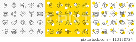 Outline Valentine, Genders and Honeymoon travel line icons pack for web with Hold heart, Heart, Rainbow line icon. Inclusion, Hearts, Like button pictogram icon. Friends community. Vector Outline Valentine, Genders and Honeymoon travel line icons pack for web with Hold heart, Heart, Rainbow line icon. Inclusion, Hearts, Like button pictogram icon. Friends community. Vector 113158724