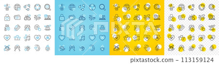 Vector icons set of Heart flame, Lgbt and Love letter line icons pack for web with Honeymoon cruise, Love gift, Like button outline icon. Heart, Inclusion, Marriage rings pictogram. Vector Vector icons set of Heart flame, Lgbt and Love letter line icons pack for web with Honeymoon cruise, Love gift, Like button outline icon. Heart, Inclusion, Marriage rings pictogram. Vector 113159124
