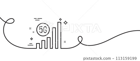 5g wifi signal quality line icon. Continuous one line with curl. Wireless technology sign. Mobile internet symbol. 5g wifi single outline ribbon. Loop curve pattern. Vector 5g wifi signal quality line icon. Continuous one line with curl. Wireless technology sign. Mobile internet symbol. 5g wifi single outline ribbon. Loop curve pattern. Vector 113159199