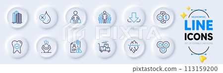 Skyscraper buildings, Search employee and Buyer line icons for web app. Pack of Group, Download, Dental insurance pictogram icons. Stars, Difficult stress, Delivery cart signs. Vector Skyscraper buildings, Search employee and Buyer line icons for web app. Pack of Group, Download, Dental insurance pictogram icons. Stars, Difficult stress, Delivery cart signs. Vector 113159200