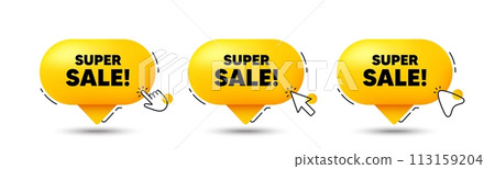 Super Sale tag. Click here buttons. Special offer price sign. Advertising Discounts symbol. Super sale speech bubble chat message. Talk box infographics. Vector Super Sale tag. Click here buttons. Special offer price sign. Advertising Discounts symbol. Super sale speech bubble chat message. Talk box infographics. Vector 113159204