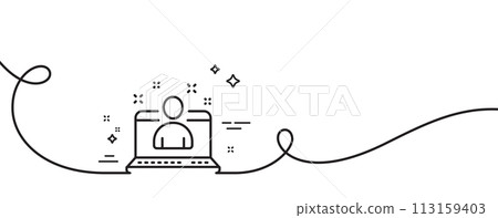 Best manager line icon. Continuous one line with curl. Business management sign. Agent symbol. Best manager single outline ribbon. Loop curve pattern. Vector 113159403