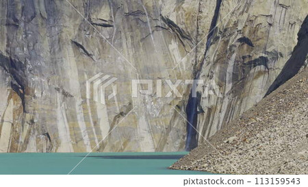 Melting Glacier Water Flowing into a Vibrant Lake 113159543