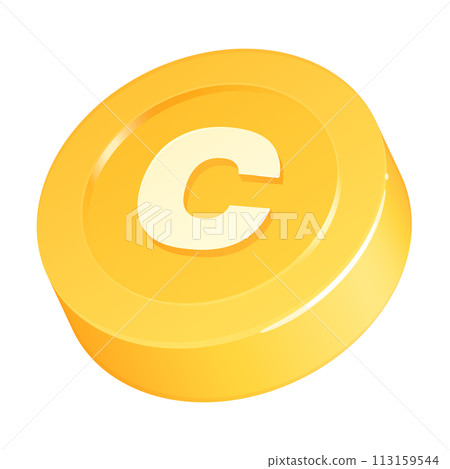 Three-dimensional cute C coin illustration 113159544