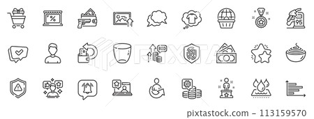 Icons pack as Success, Armed robbery and Headshot line icons for app include Bid offer, Cash back, Approved outline thin icon web set. Shopping trolley, Making money, Glass pictogram. Vector Icons pack as Success, Armed robbery and Headshot line icons for app include Bid offer, Cash back, Approved outline thin icon web set. Shopping trolley, Making money, Glass pictogram. Vector 113159570