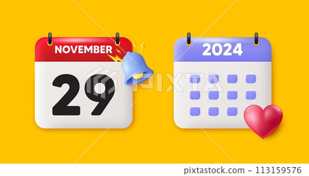 Calendar date 3d icon. 29th day of the month icon. Event schedule date. Meeting appointment time. 29th day of November month. Calendar event reminder date. Vector Calendar date 3d icon. 29th day of the month icon. Event schedule date. Meeting appointment time. 29th day of November month. Calendar event reminder date. Vector 113159576
