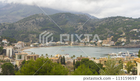 Overcast Day Over the Bay of Port de Soller, Mallorca's Coastal Charm Overcast Day Over the Bay of Port de Soller, Mallorca's Coastal Charm 113159697