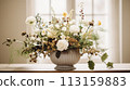 Beautiful bouquet of flowers in vase. Floral arrangement 113159883