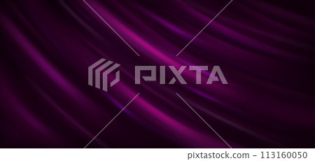 Deep purple rippled fabric realistic vector background 113160050
