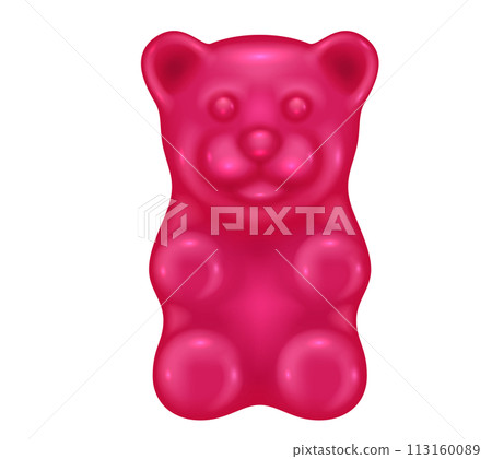 Pink gummy bear candy 3d realistic vector illustration Pink gummy bear candy 3d realistic vector illustration 113160089