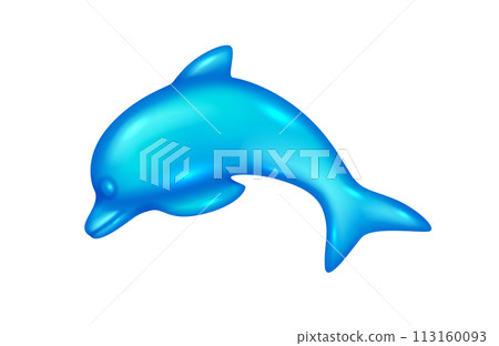 Light blue jelly dolphin 3d realistic vector illustration Light blue jelly dolphin 3d realistic vector illustration 113160093