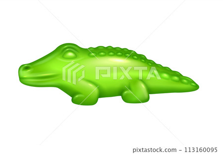 Cute gummy crocodile 3d realistic vector illustration Cute gummy crocodile 3d realistic vector illustration 113160095