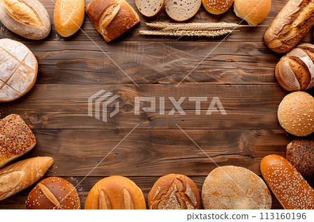 Delicious bread copy space "AI generated image" 113160196