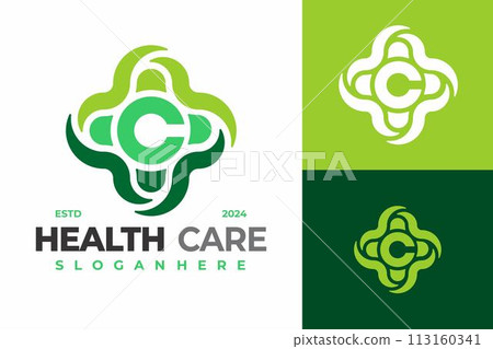 Letter C Health Care Medical logo design vector symbol icon illustration 113160341