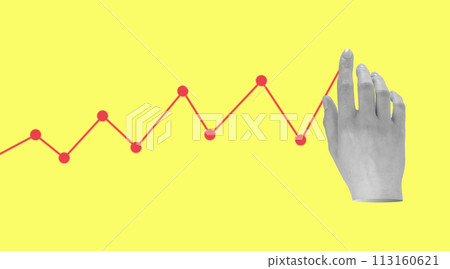 Growing graph, hand. Financial success, income growth concept Growing graph, hand. Financial success, income growth concept 113160621