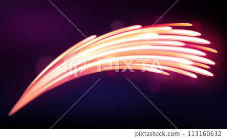 Magic Neon Light Curved Lines, Abstract Background, Vector Illustration 113160632