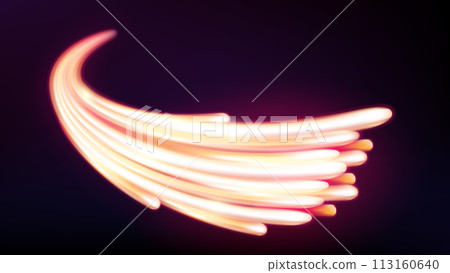 Magic Neon Light Curved Lines, Abstract Background, Vector Illustration 113160640
