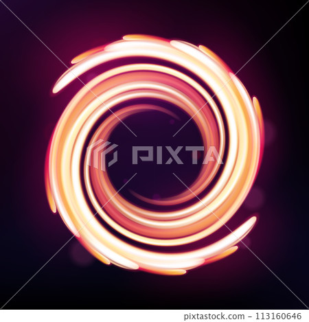 Magic Neon Light Curved Rings, Abstract Background, Vector Illustration Magic Neon Light Curved Rings, Abstract Background, Vector Illustration 113160646