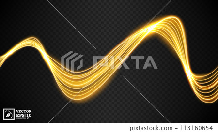 Abstract Gold Wavy Line of Light with A Transparent Background, Isolated and Easy to Edit, Vector Illustration Abstract Gold Wavy Line of Light with A Transparent Background, Isolated and Easy to Edit, Vector Illustration 113160654