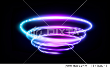 Abstract Multicolor Vortex Line of Light, Isolated on Dark Background, Vector Illustration Abstract Multicolor Vortex Line of Light, Isolated on Dark Background, Vector Illustration 113160751