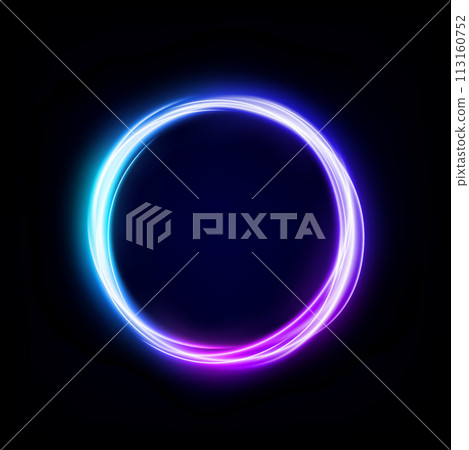 Abstract Multicolor Ring Line of Light, Isolated on Dark Background, Vector Illustration Abstract Multicolor Ring Line of Light, Isolated on Dark Background, Vector Illustration 113160752