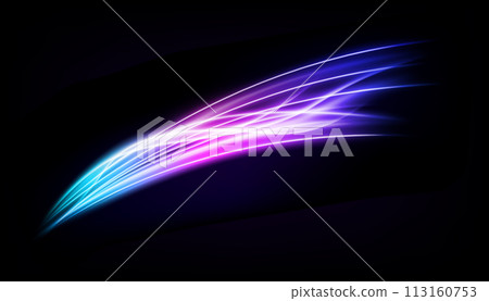 Abstract Multicolor Wave Line of Light, Isolated on Dark Background, Vector Illustration 113160753
