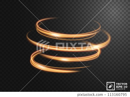 Abstract Gold Swirl Line of Light with A Transparent Background, Isolated and Easy to Edit, Vector Illustration 113160795