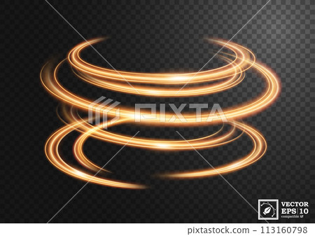 Abstract Gold Swirl Line of Light with A Transparent Background, Isolated and Easy to Edit, Vector Illustration 113160798