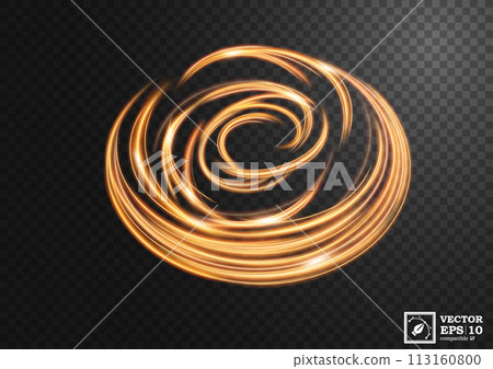 Abstract Gold Swirl Line of Light with A Transparent Background, Isolated and Easy to Edit, Vector Illustration 113160800