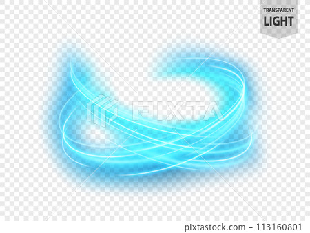 Abstract Blue Wavy Line of Light on A Bright Transparent Background, Isolated and Easy to Edit, Vector Illustration 113160801