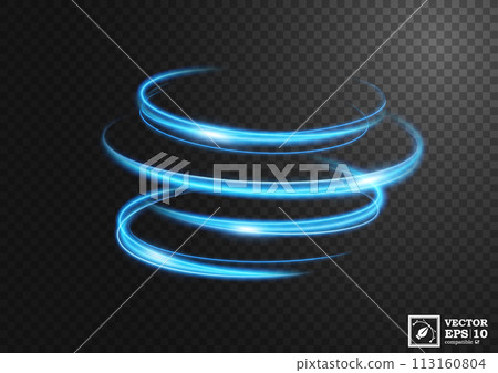 Abstract Blue Swirl Line of Light with A Transparent Background, Isolated and Easy to Edit, Vector Illustration 113160804