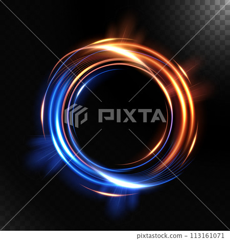 Abstract Colorful Luminous Swirling, Isolated on Dark Background, Vector Illustration 113161071