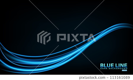 Blue Line of Light on Dark Background, Vector Illustration Blue Line of Light on Dark Background, Vector Illustration 113161089