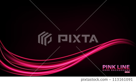 Pink Line of Light on Dark Background, Vector Illustration 113161091