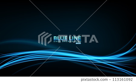 Blue Line of Light on Dark Background, Vector Illustration 113161092