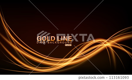 Gold Line of Light on Dark Background, Vector Illustration 113161093