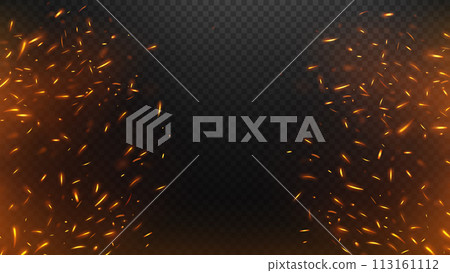 Fire Flying Sparks with A Transparent Background, Isolated and Easy to Edit, Vector Illustration 113161112