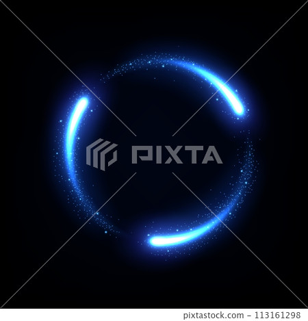 Glowing Blue Circle Trail Neon Lighting Frame, Vector Illustration Glowing Blue Circle Trail Neon Lighting Frame, Vector Illustration 113161298