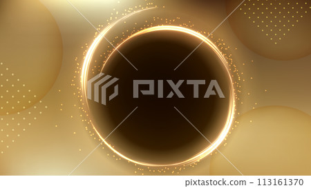 Golden Circle Trail Background, Elegant Gold Light Line. Widescreen Vector Illustration 113161370