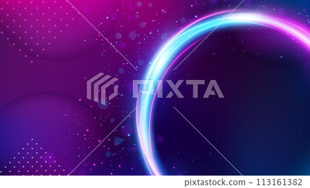 Light Ring Background, Elegant Violet Light. Widescreen Vector Illustration 113161382